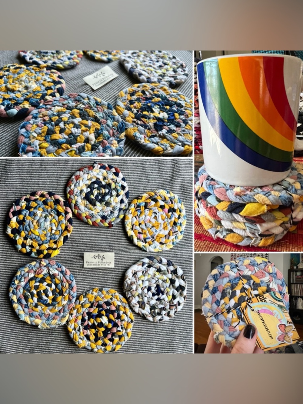Set of Six Braided Coasters